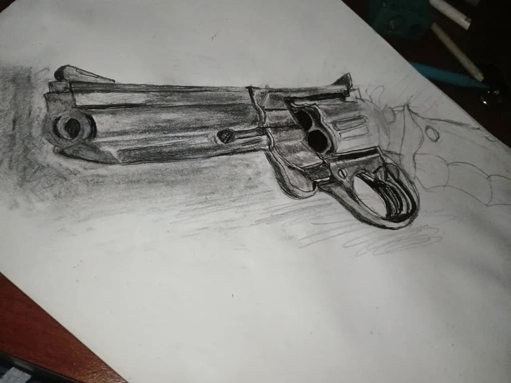 Charcoal Revolver Sketch