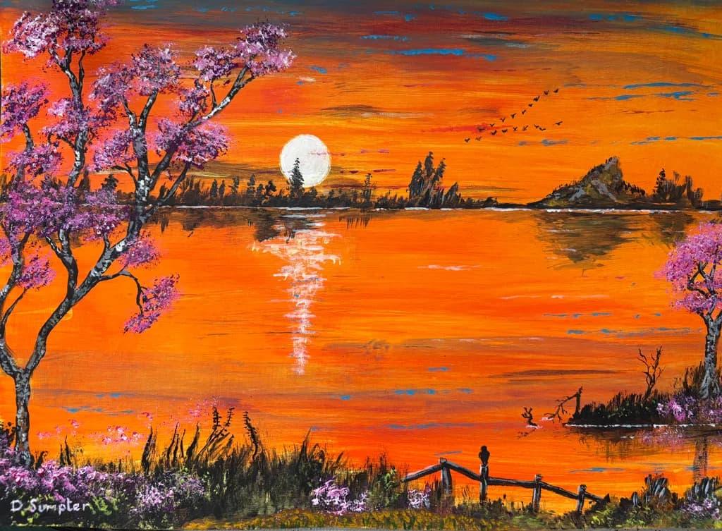 Blossom Sunset Reflection