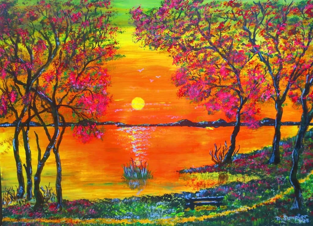 Crimson Dusk Reflections