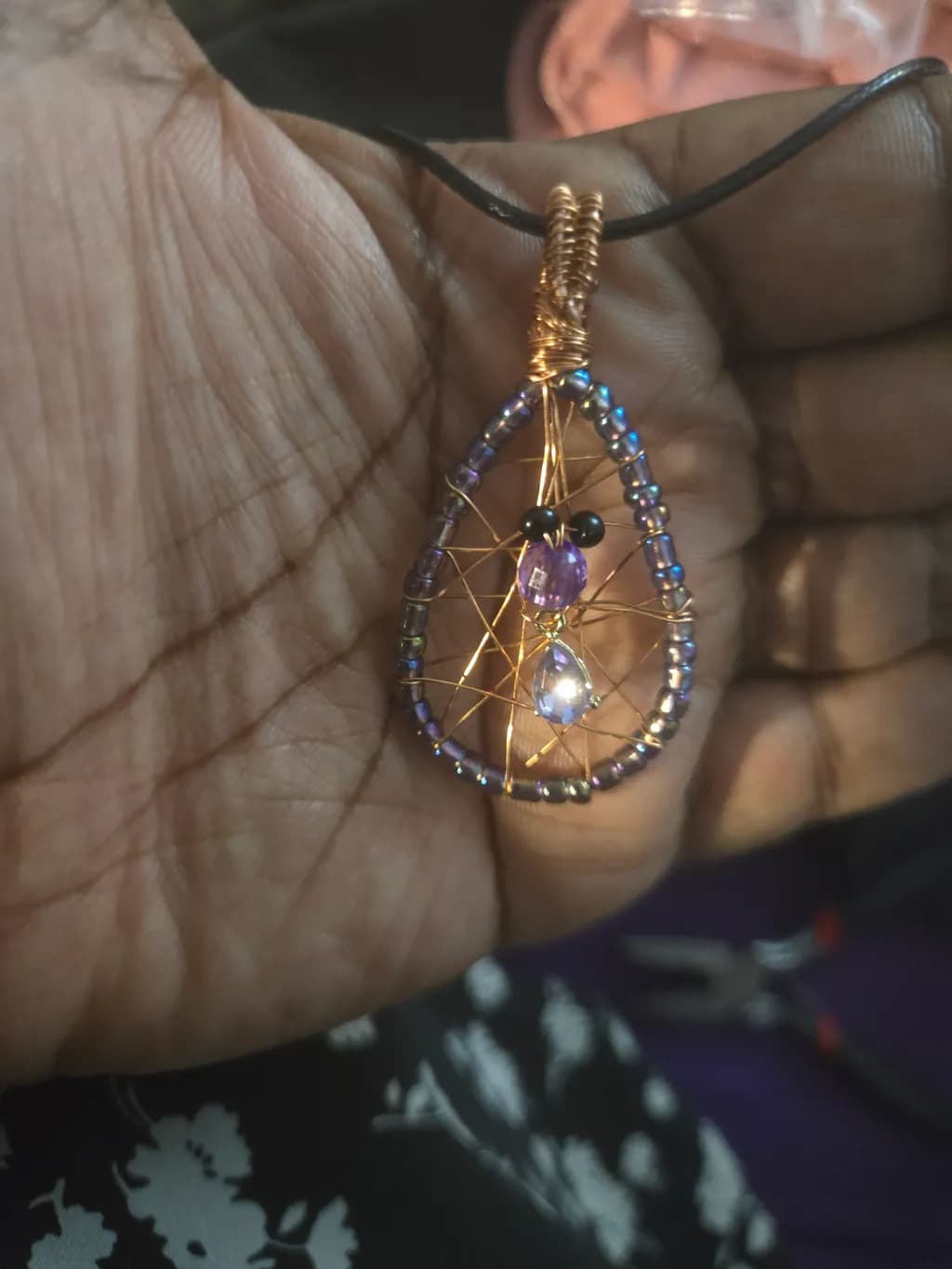 Teardrop Web Pendant