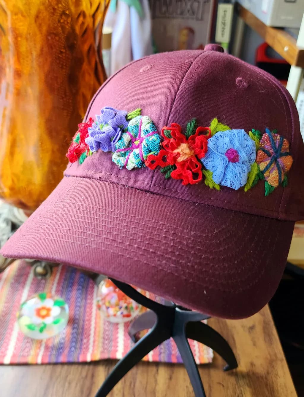 Textured Floral Band Cap