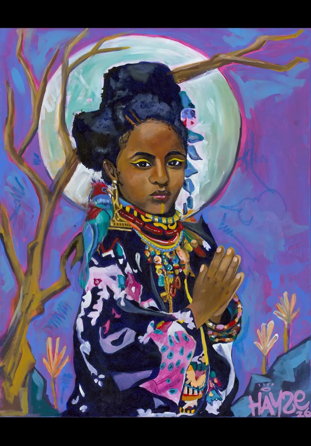 Prayerful Portrait with Bird