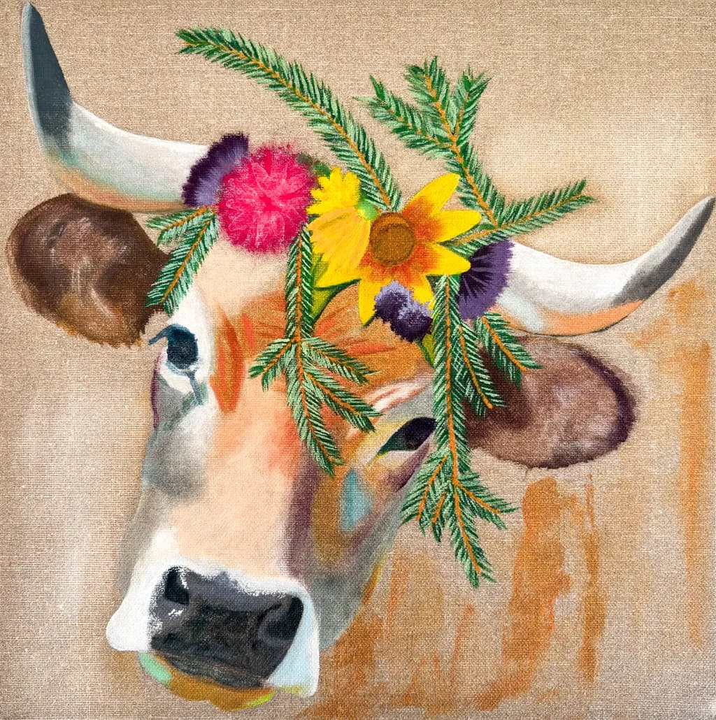 Cow with Floral Crown