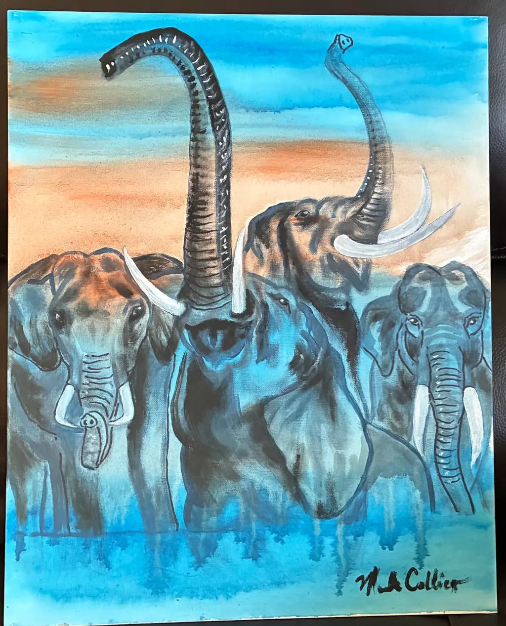 Elephants at Dusk