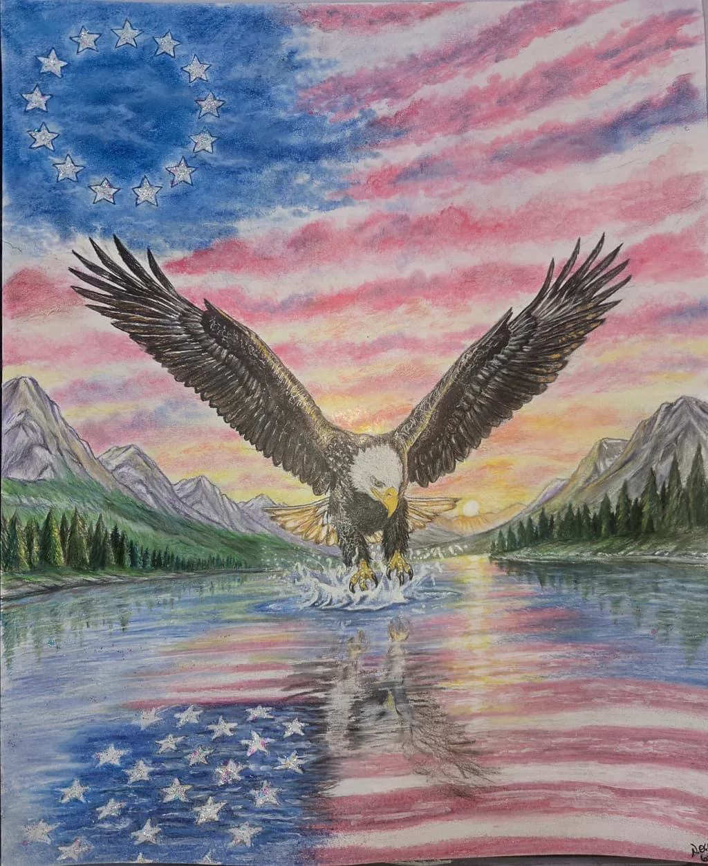 Patriotic Eagle Reflection
