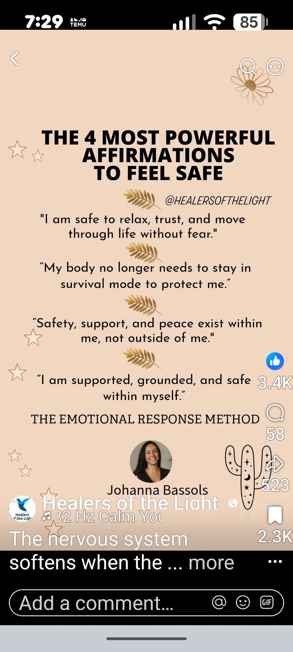 Screenshot Affirmations for Safety