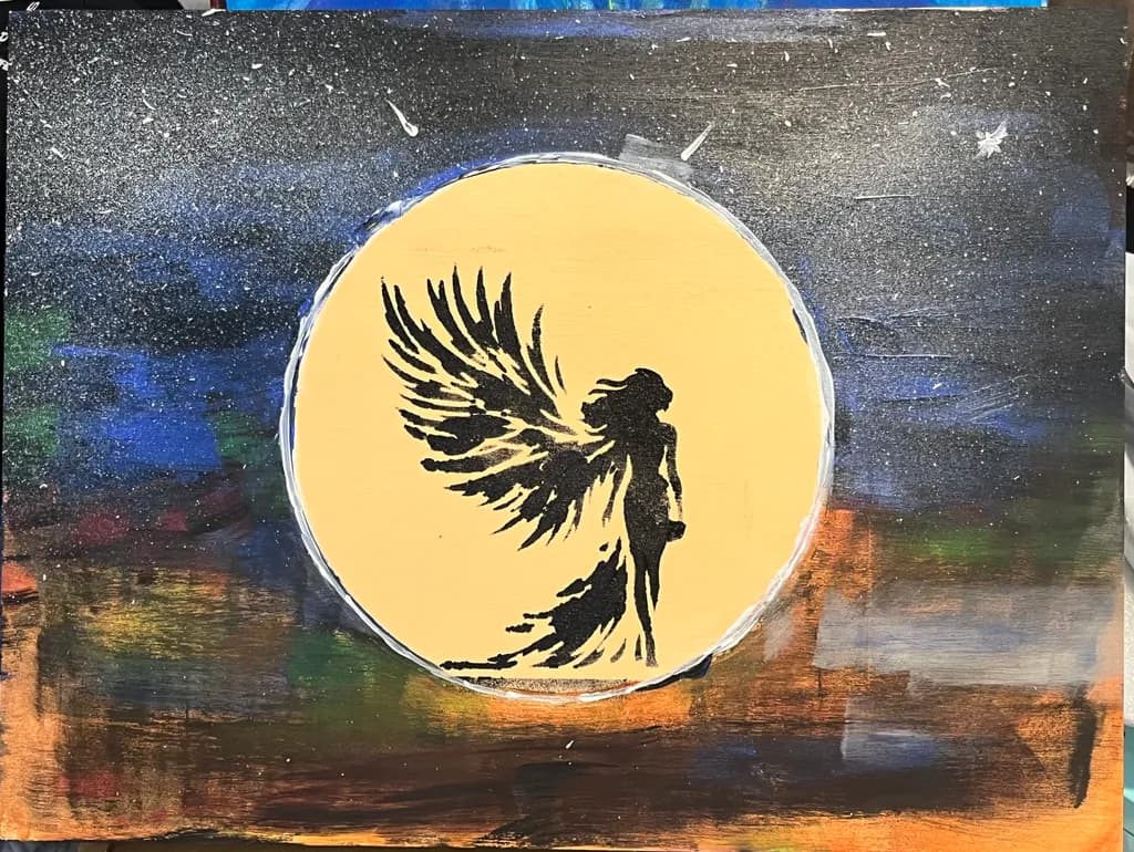 Moonlit Winged Silhouette