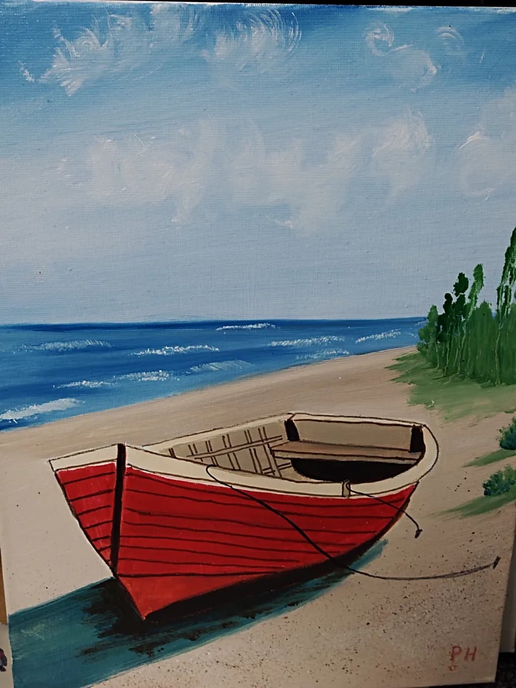 Red Boat on Shore