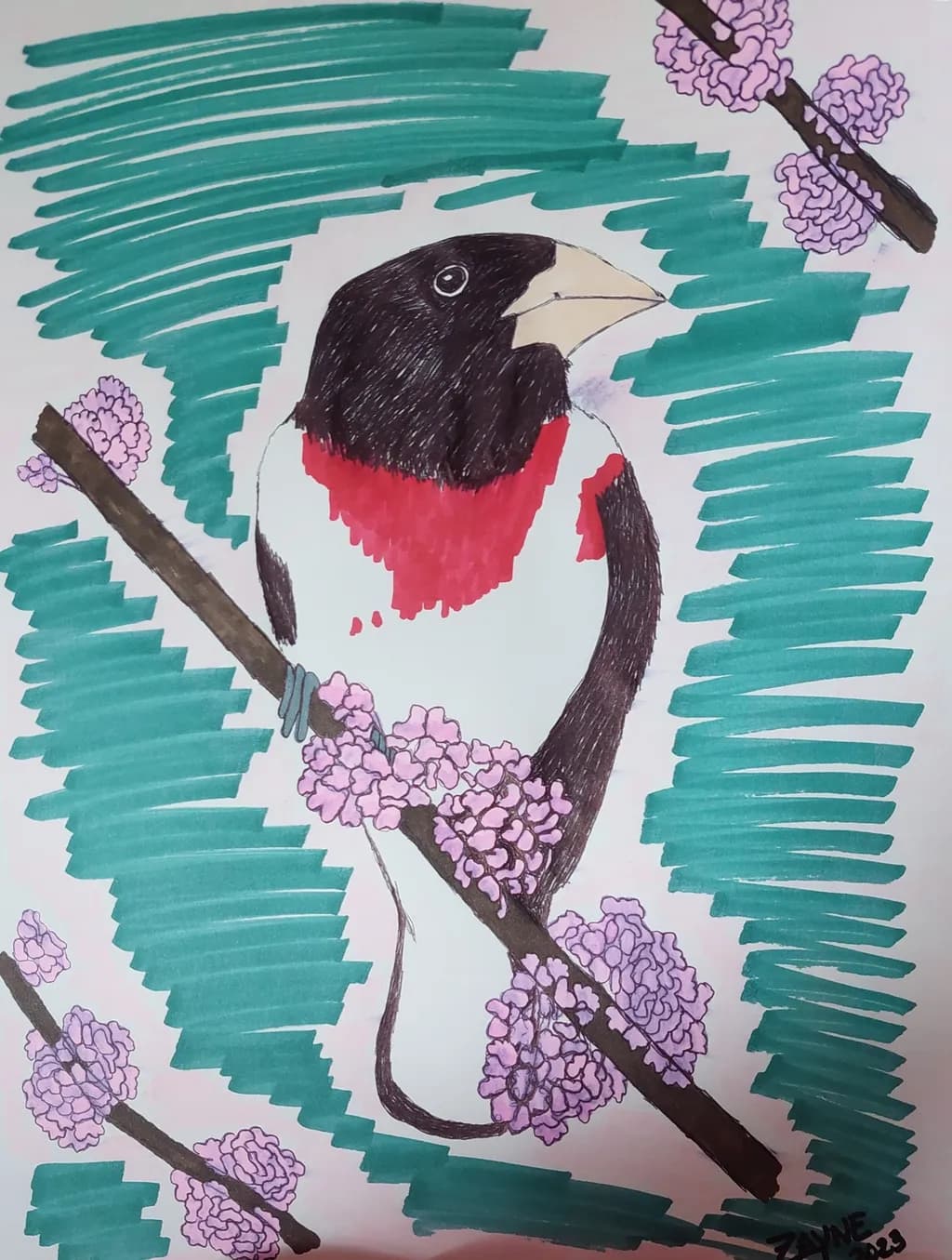 Bird on Blossom Branch
