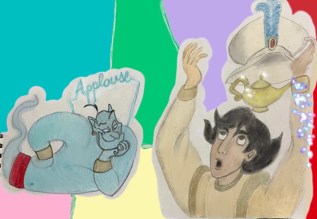 Genie and a troubled Aladdin