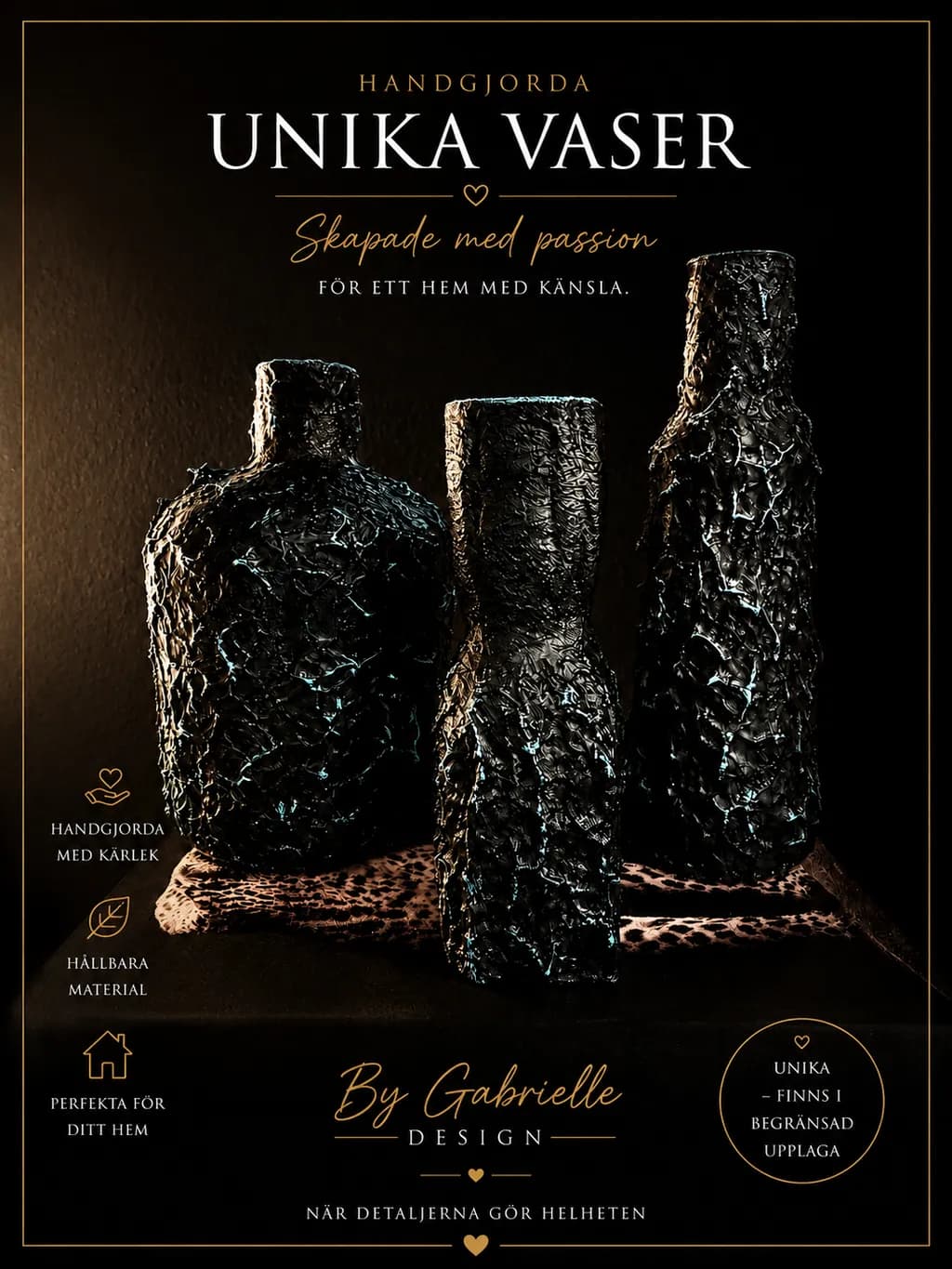 Textured Black Vases
