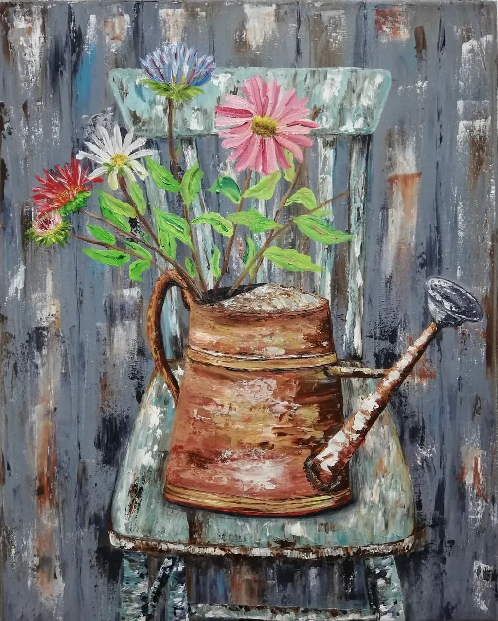 Rustic Watering Can and Chair