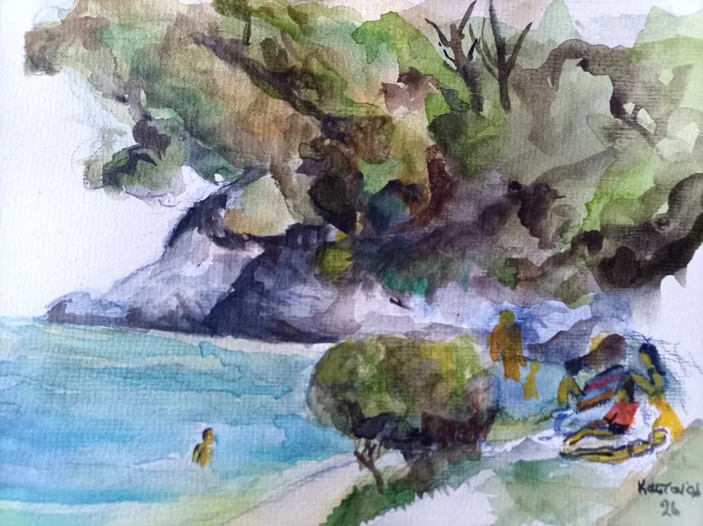 Beach Landscape with Trees