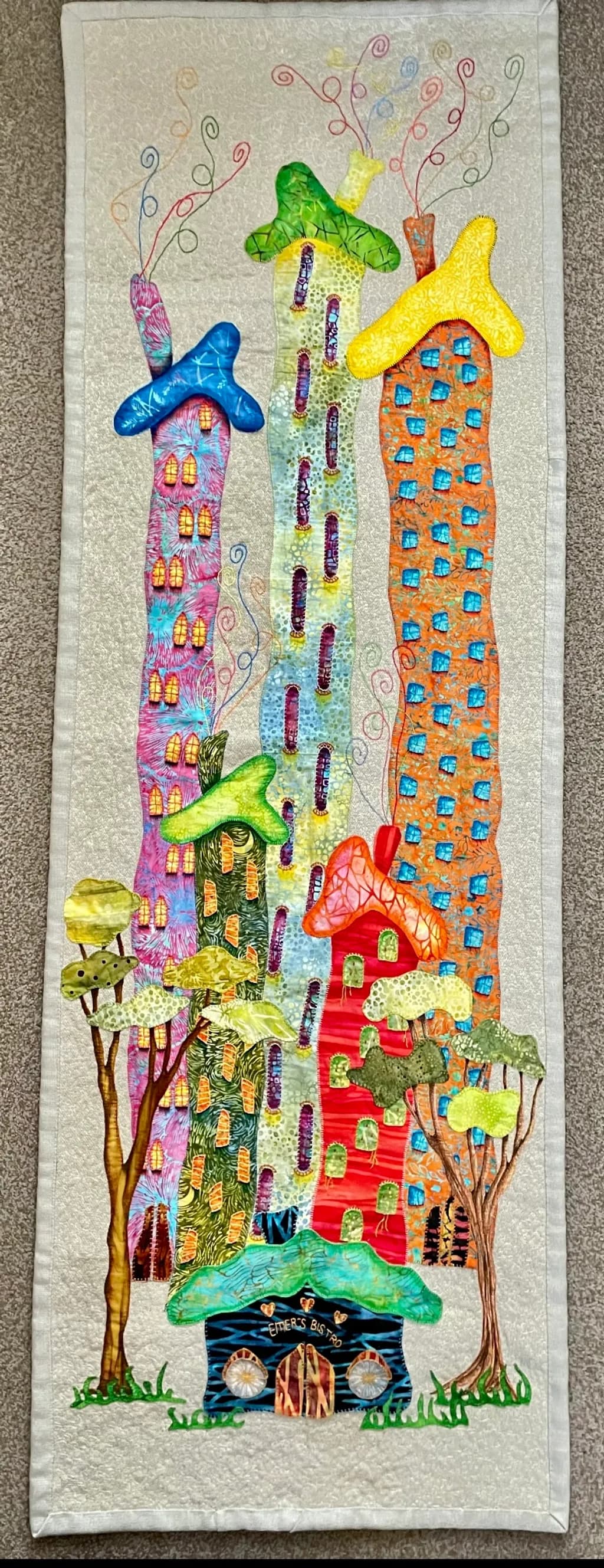 Colorful Tall House Quilt