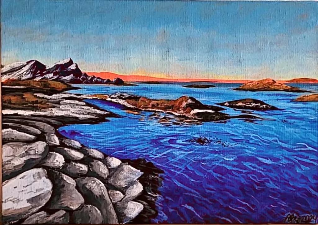 Rocky Shoreline at Dusk