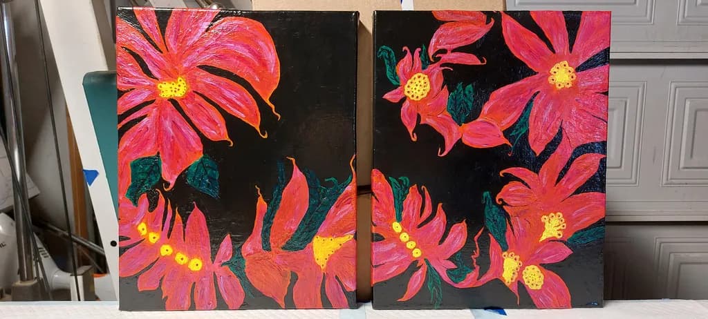 Crimson Bloom Panels