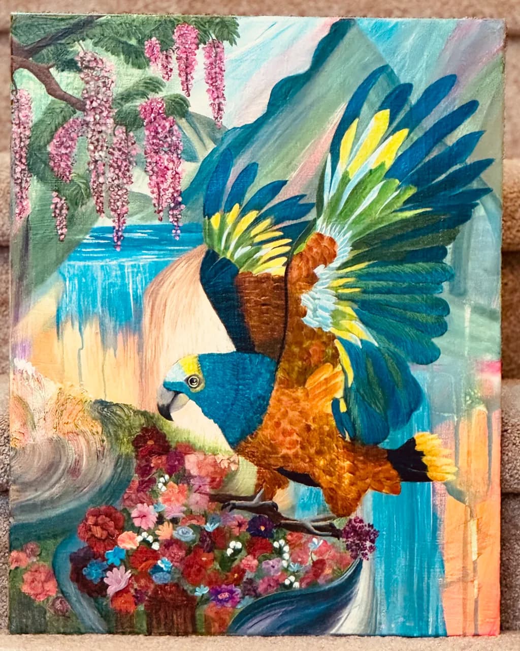 Parrot in the Flower Garden
