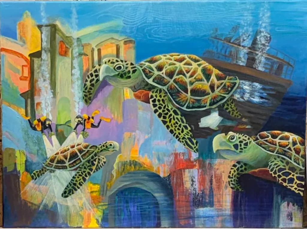 Turtles Over the Cityscape