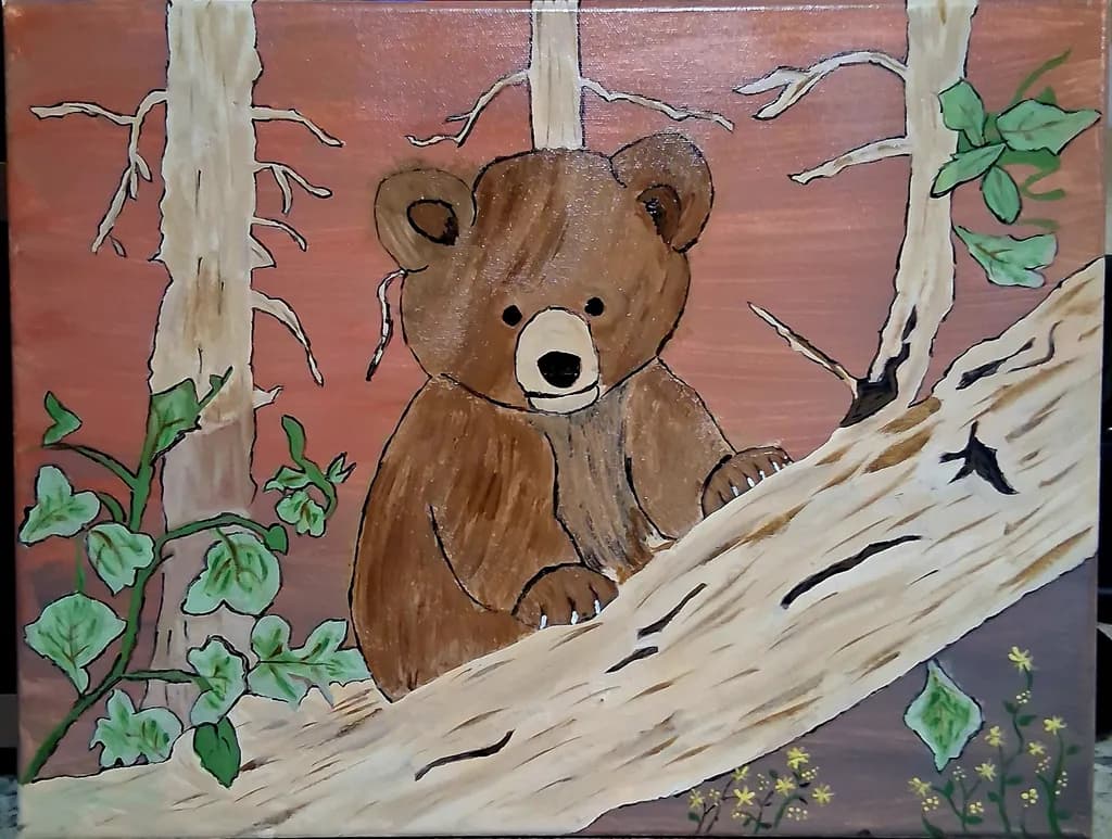 Curious Cub in Woods