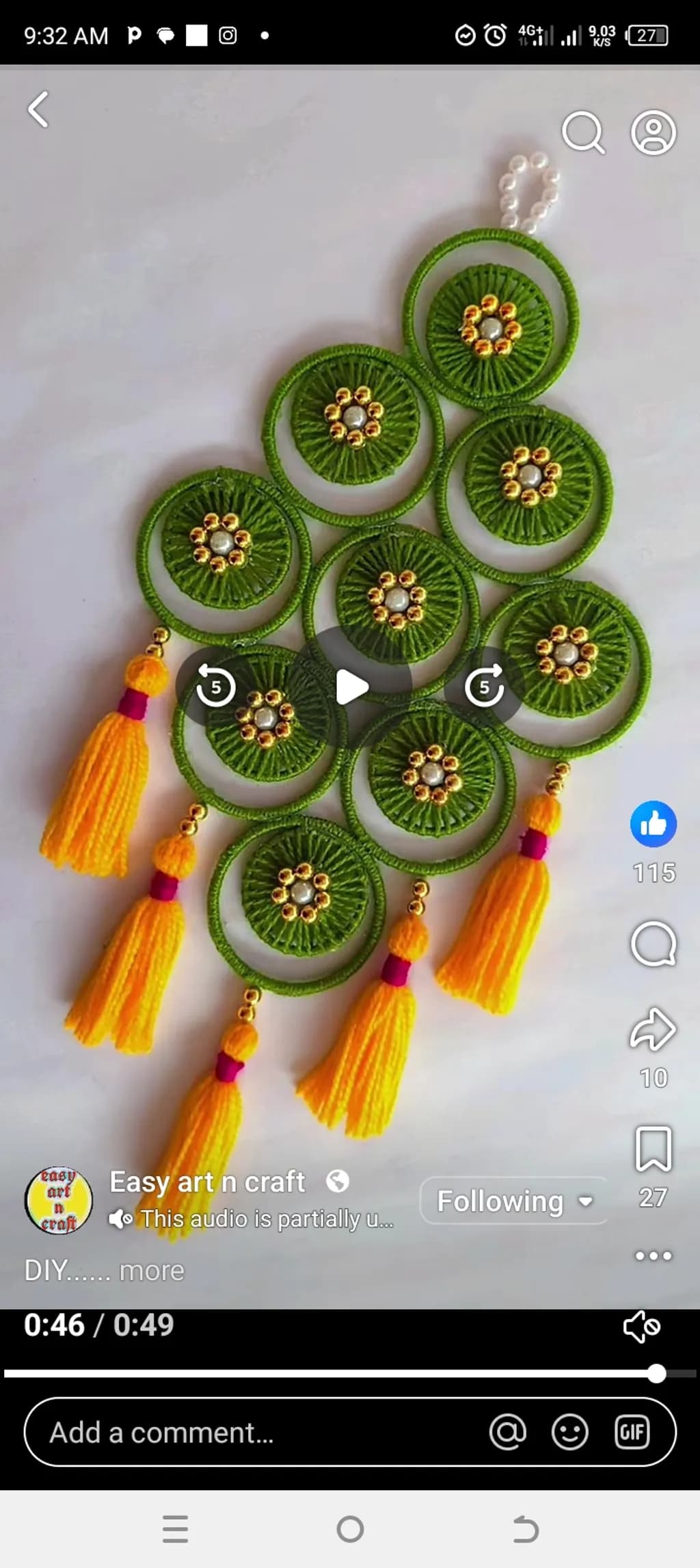 Green Circle Tassel Charm