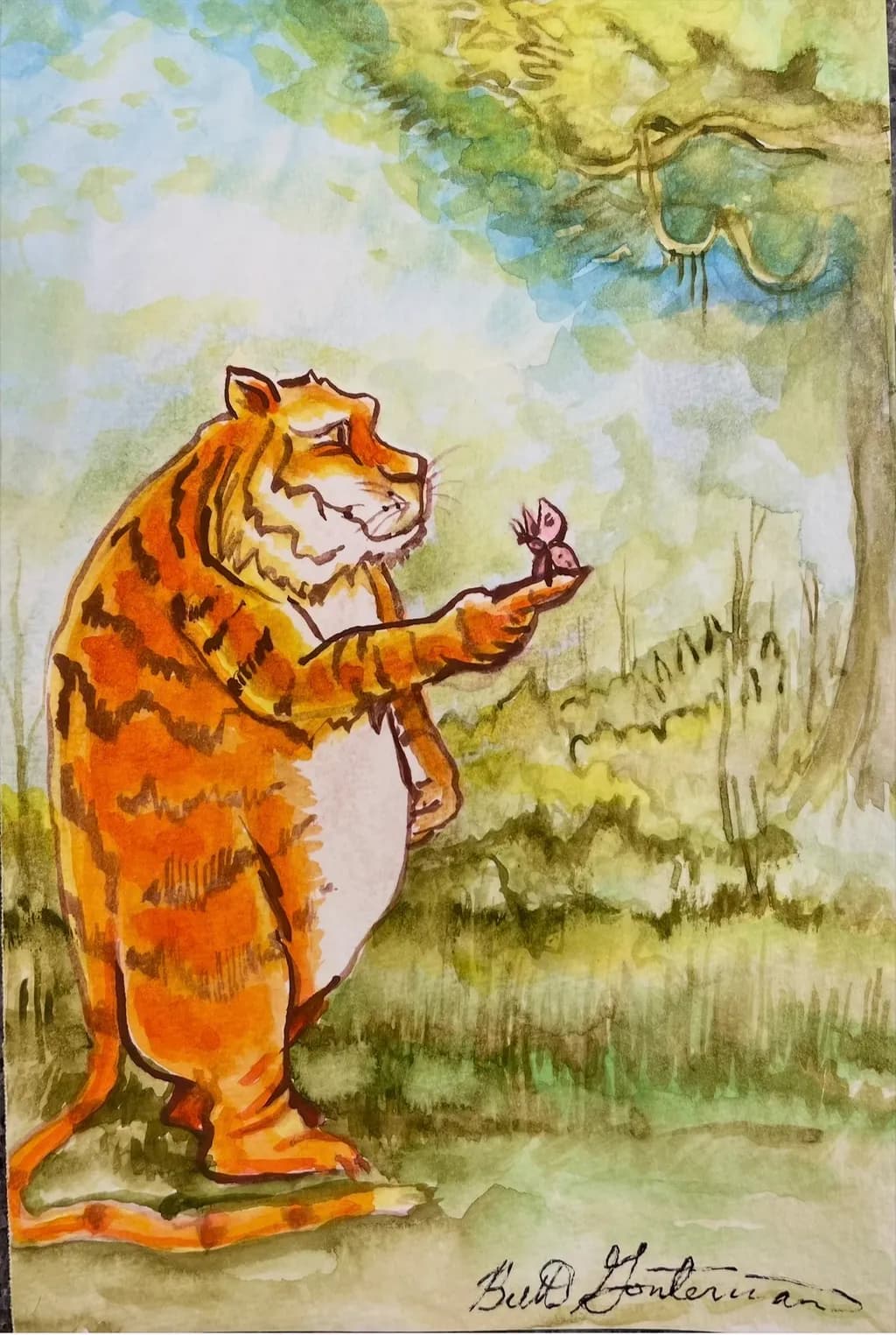 Tiger and Butterfly Encounter
