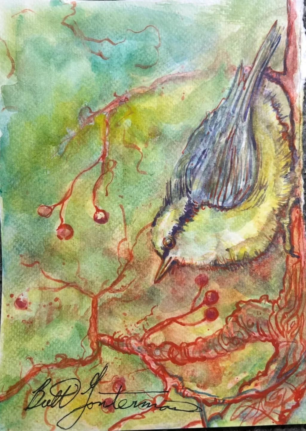Bird on Berry Branch