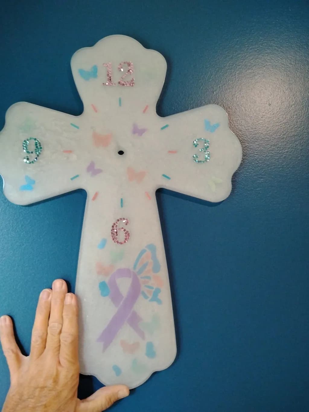 Butterfly Ribbon Cross Clock
