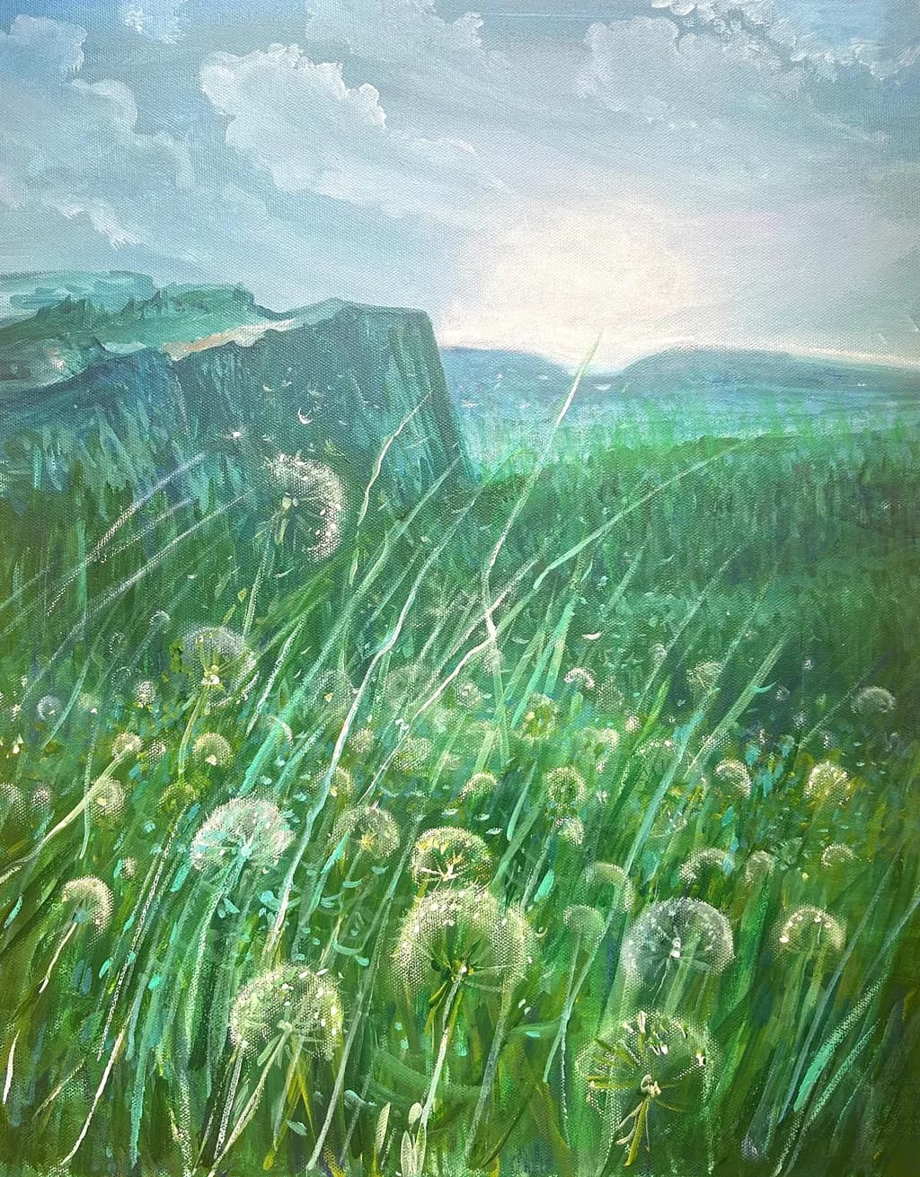 Sunlit Meadow and Hills