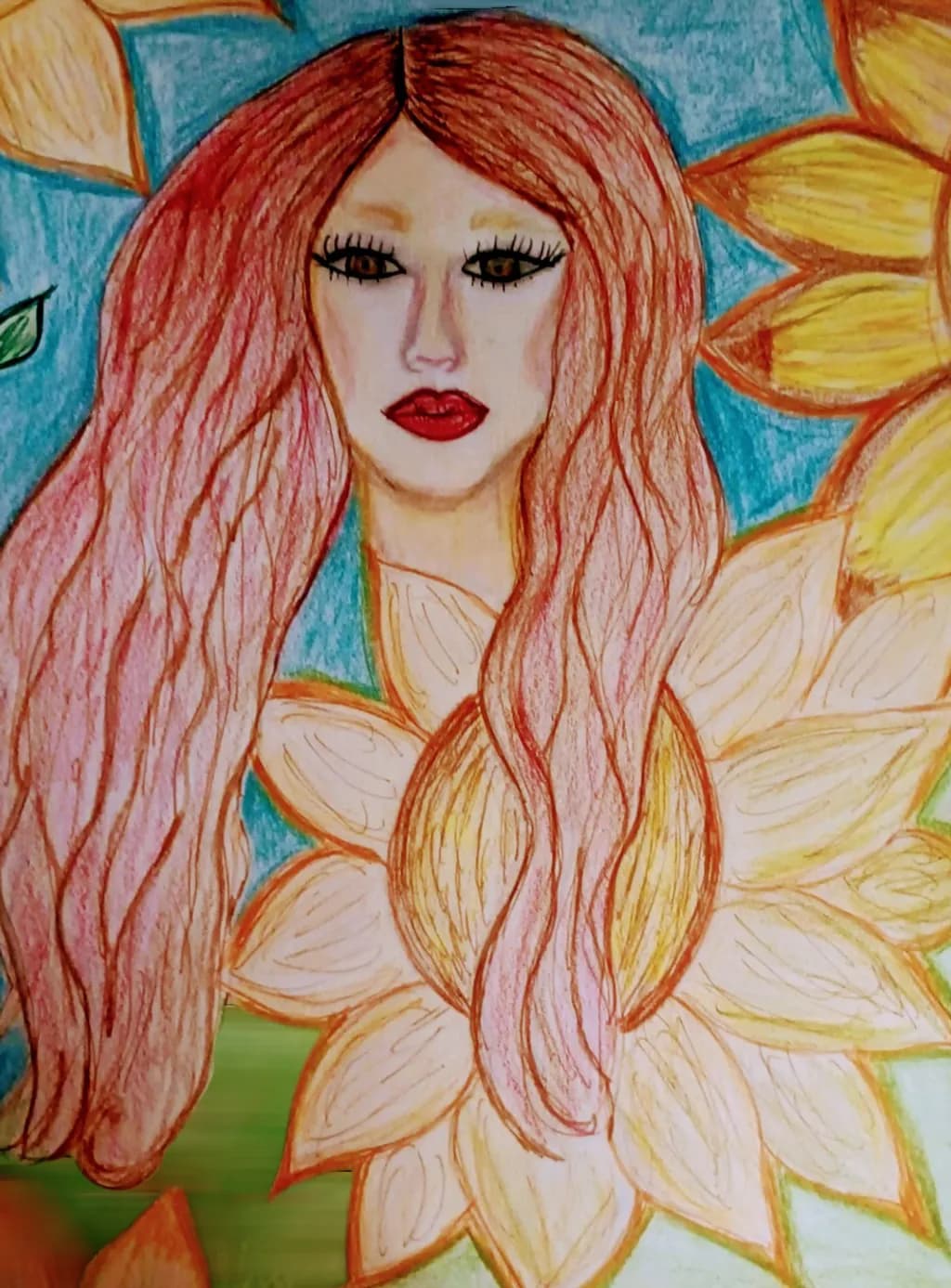 Woman with Flowers Portrait