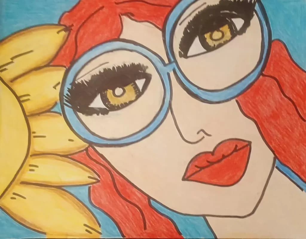 Red Hair Portrait with Sunflower