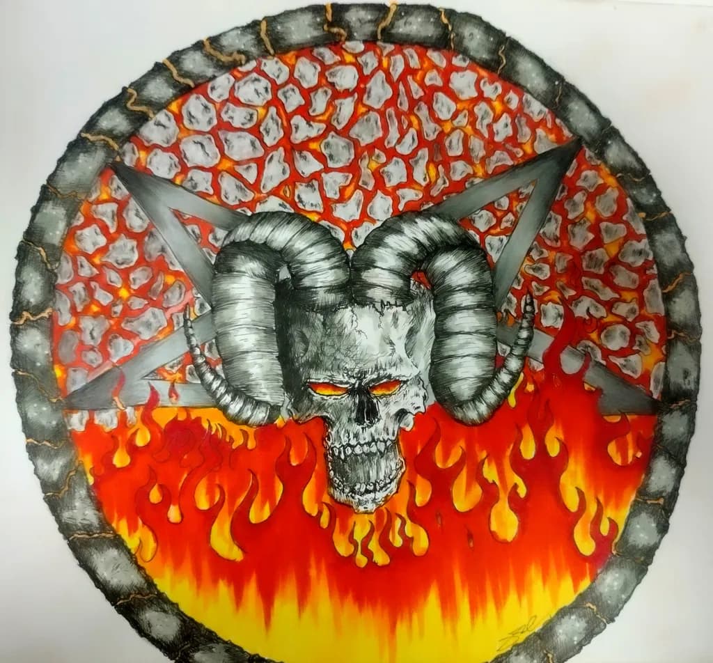 Demonic Skull Pentagram Fire