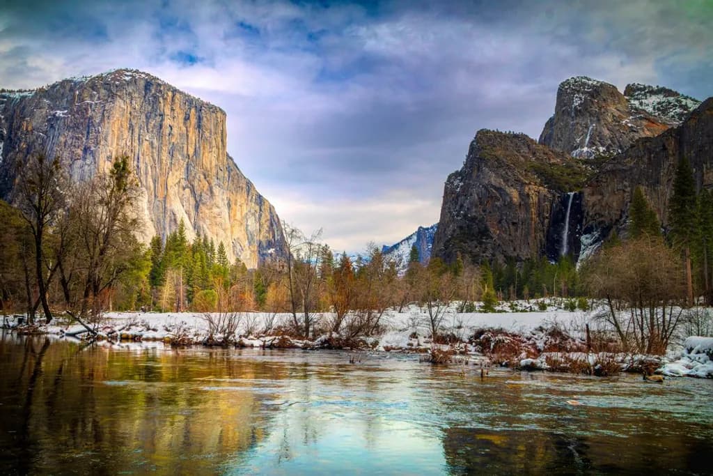 Mountain Waterfall Reflection