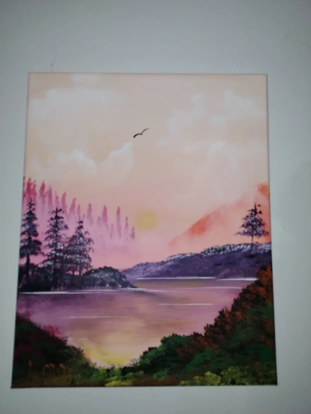 Sunset Over Lake and Forest