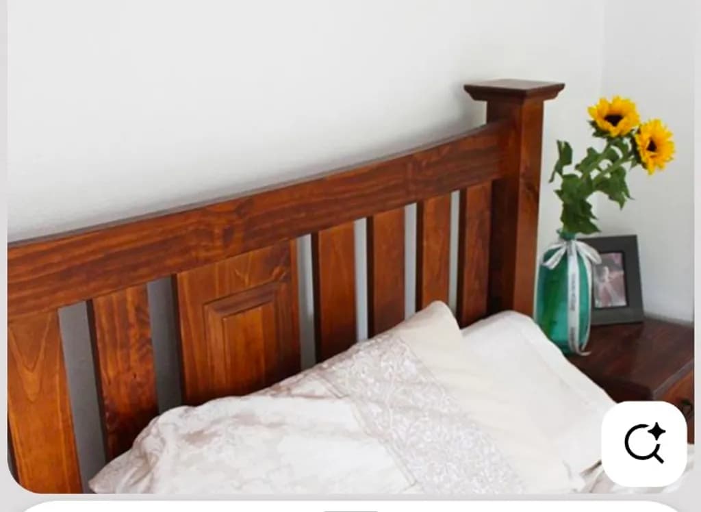 Wooden Bedframe with Sunflowers