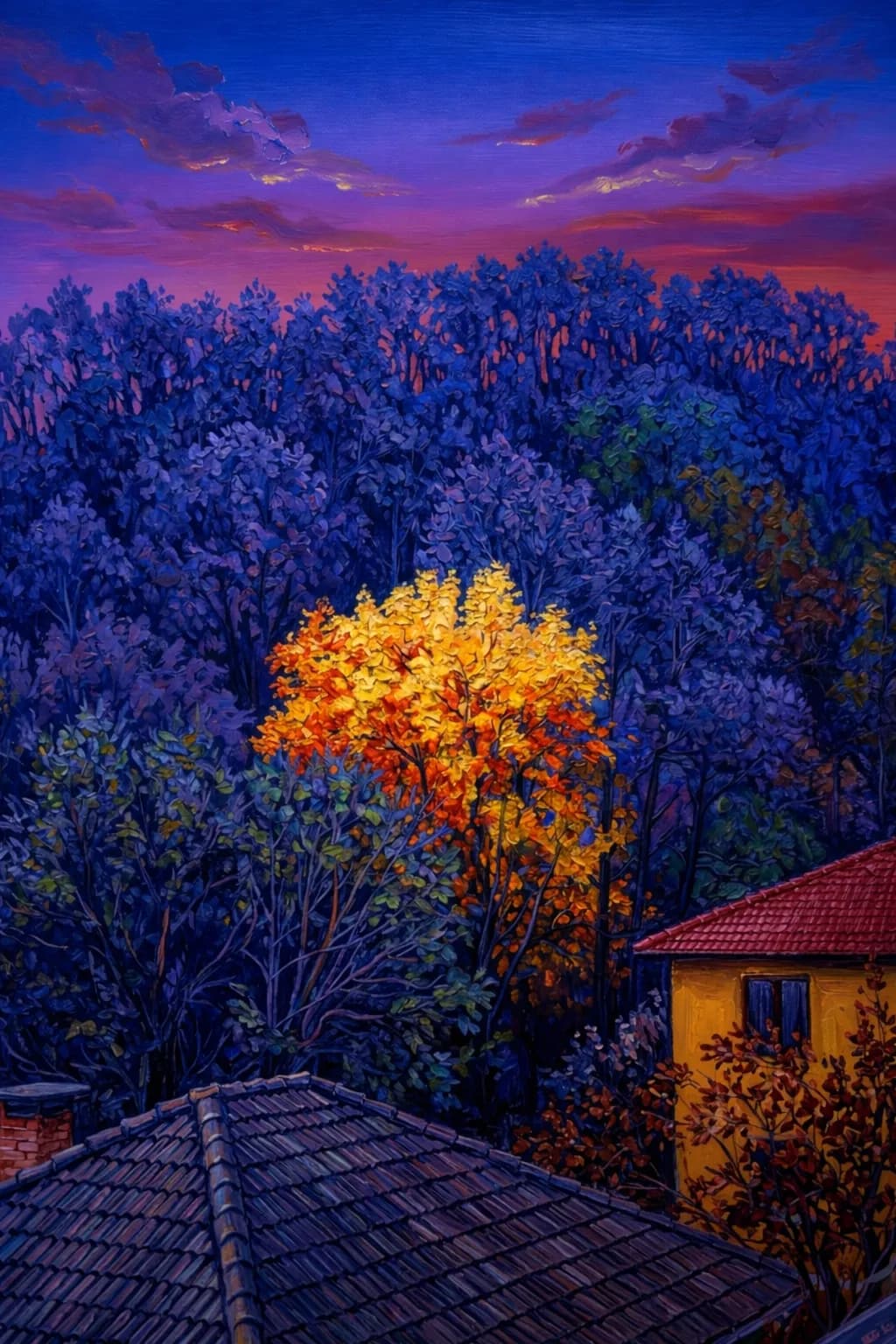 Autumn Trees at Dusk