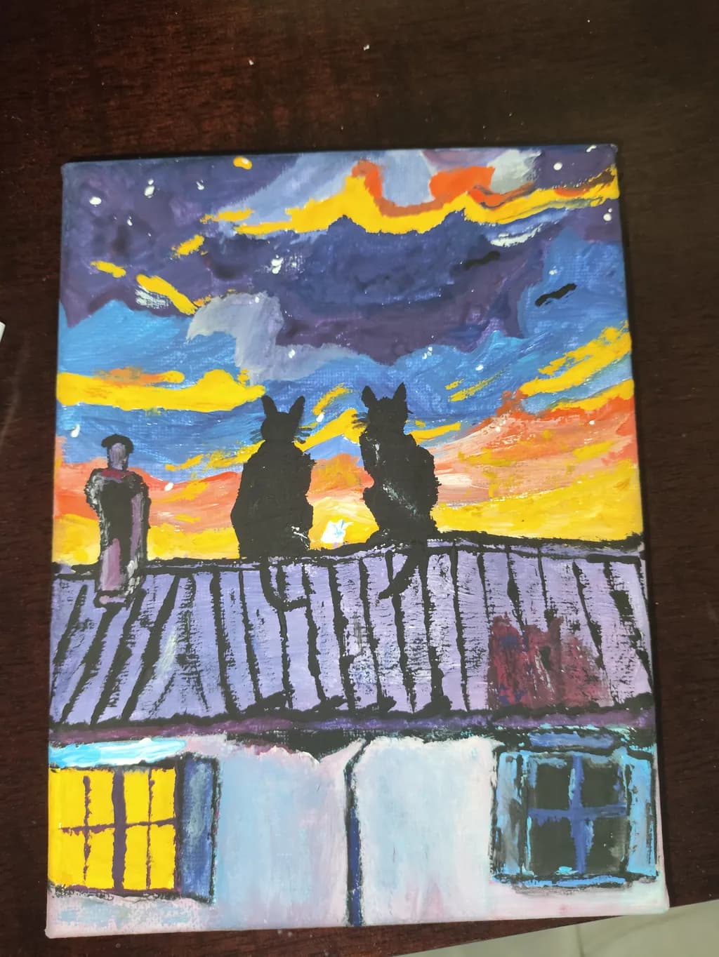 Rooftop Sunset Silhouettes