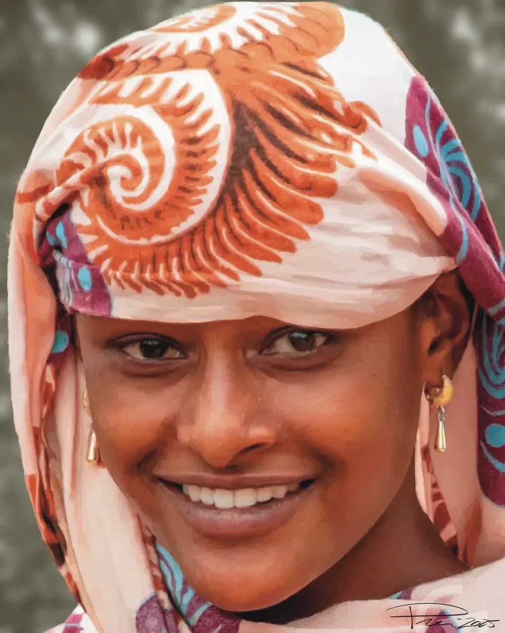 Smiling Portrait with Headscarf