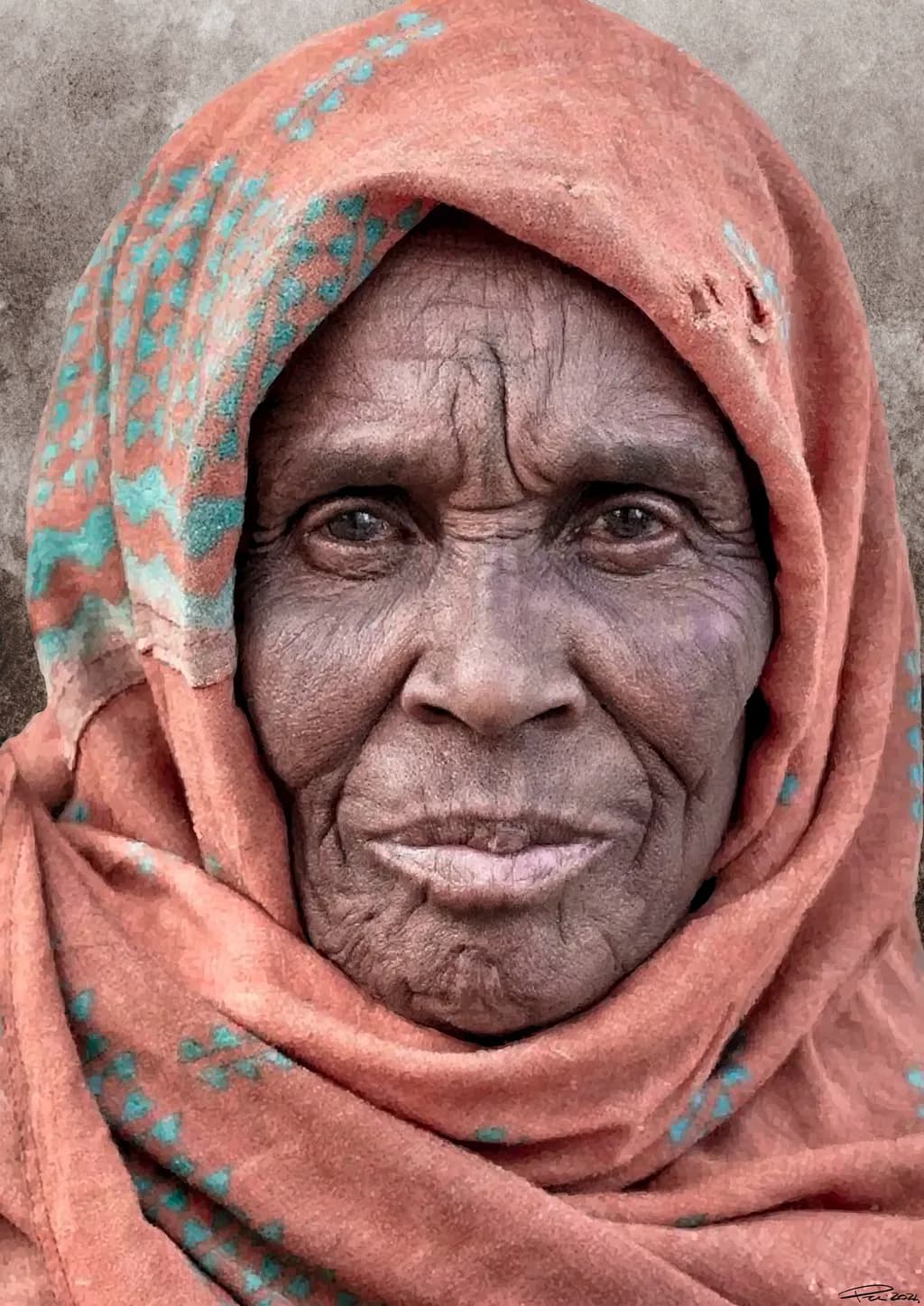 Elder in Orange Shawl
