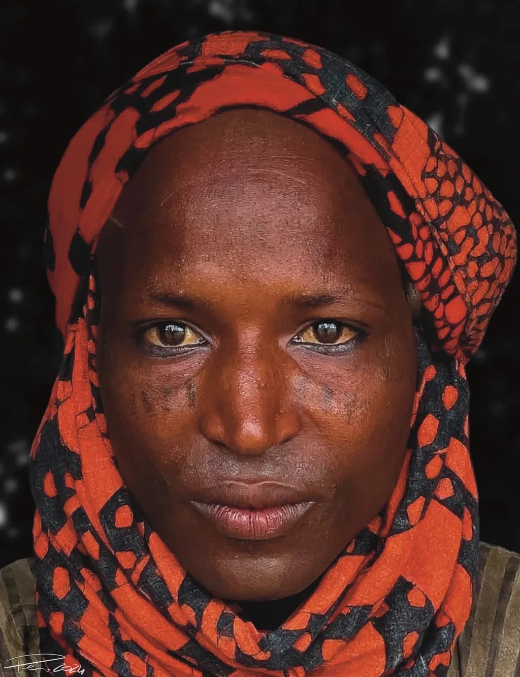 Orange Patterned Headscarf Portrait