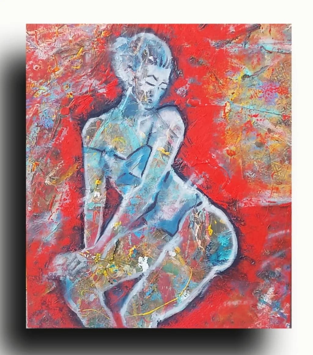 Abstract Figure on Red
