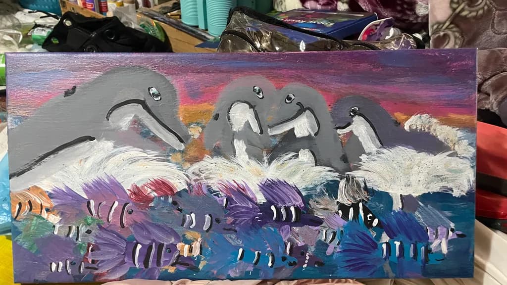 Dolphins and Fish Gathering-sold