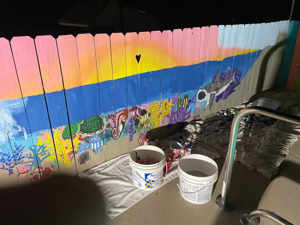 Ocean Life Fence Mural-sold