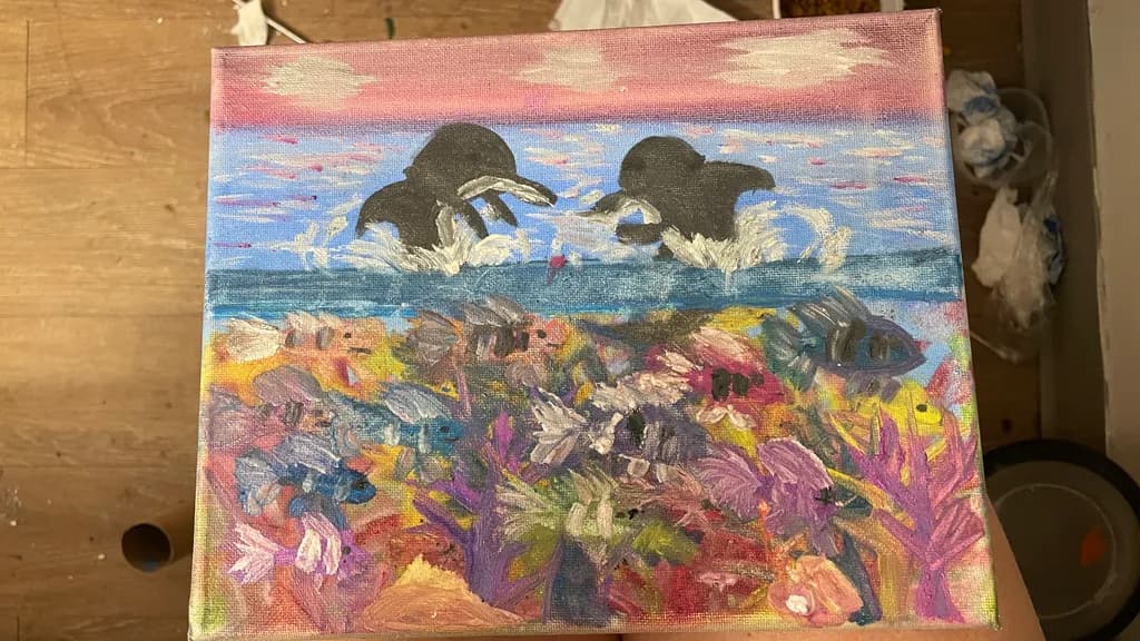 Dolphins Above Reef