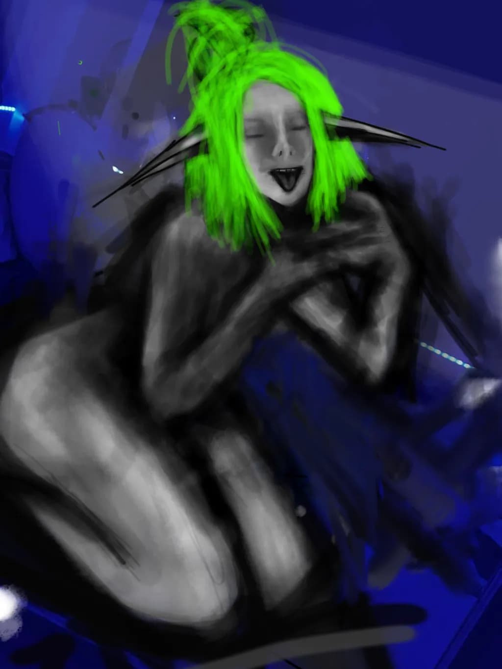 Inbound Figure with Green Hair