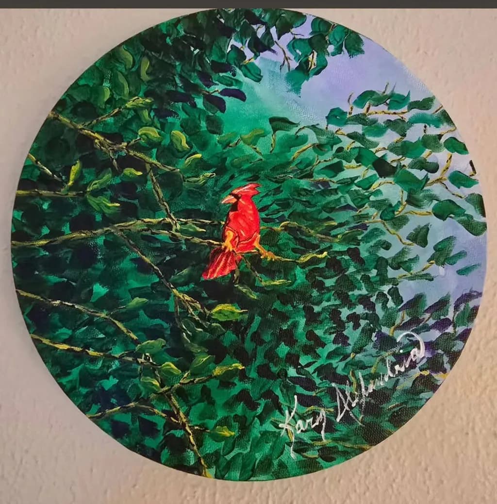 Cardinal in Green Foliage