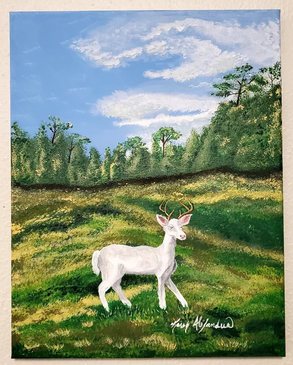 White Deer in Forest Landscape