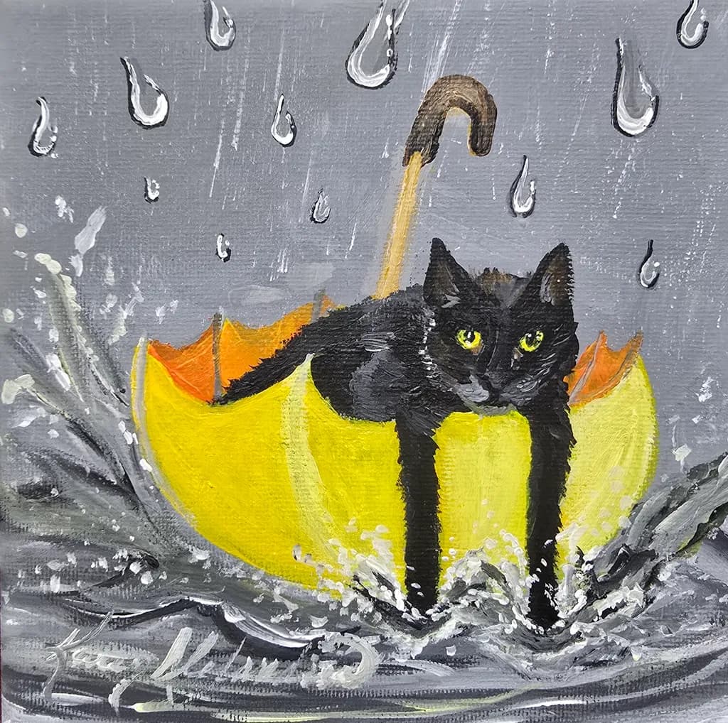 Cat in Umbrella Splash