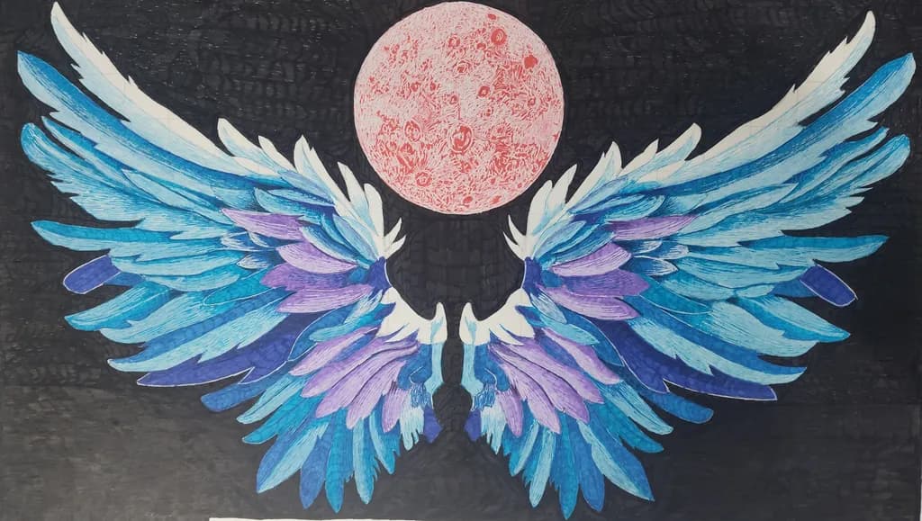 Inbound Wings and Moon