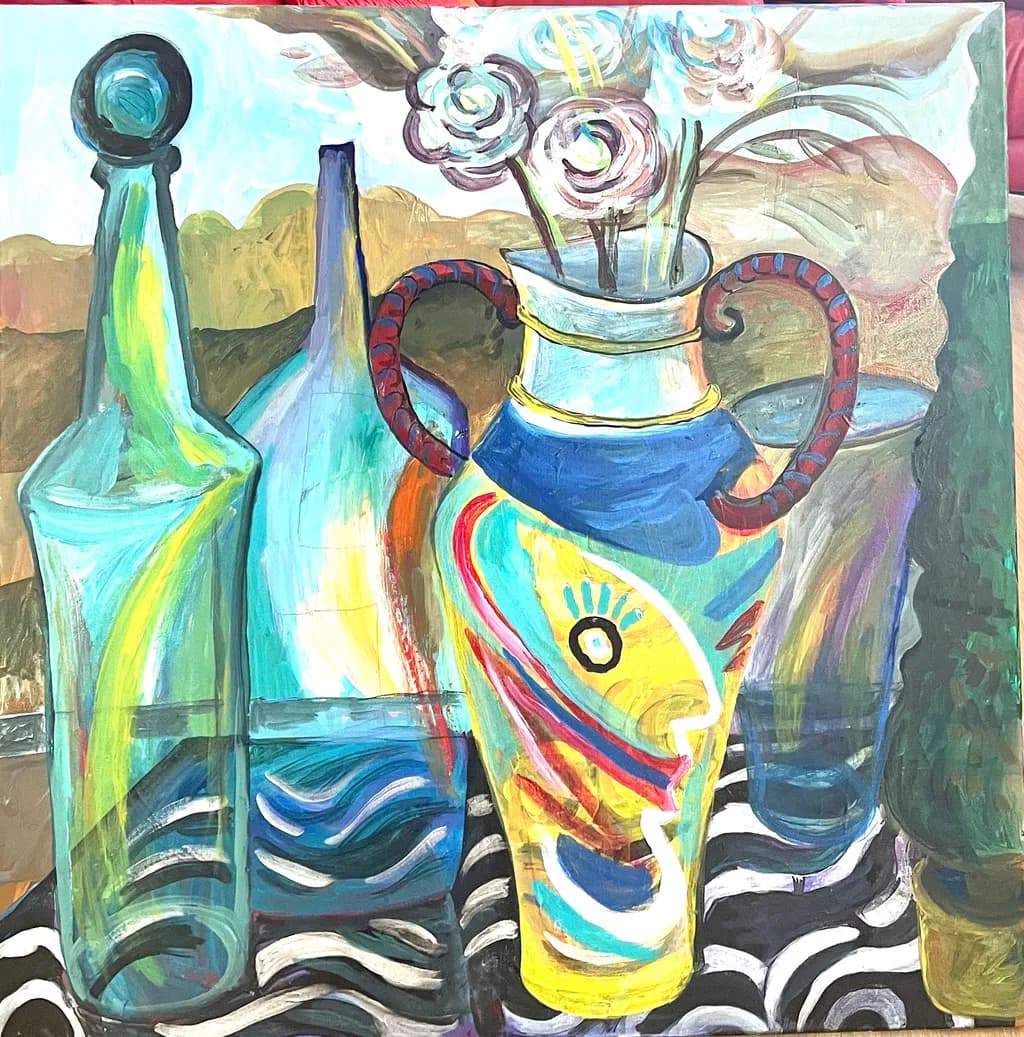 Colorful Vase and Bottles