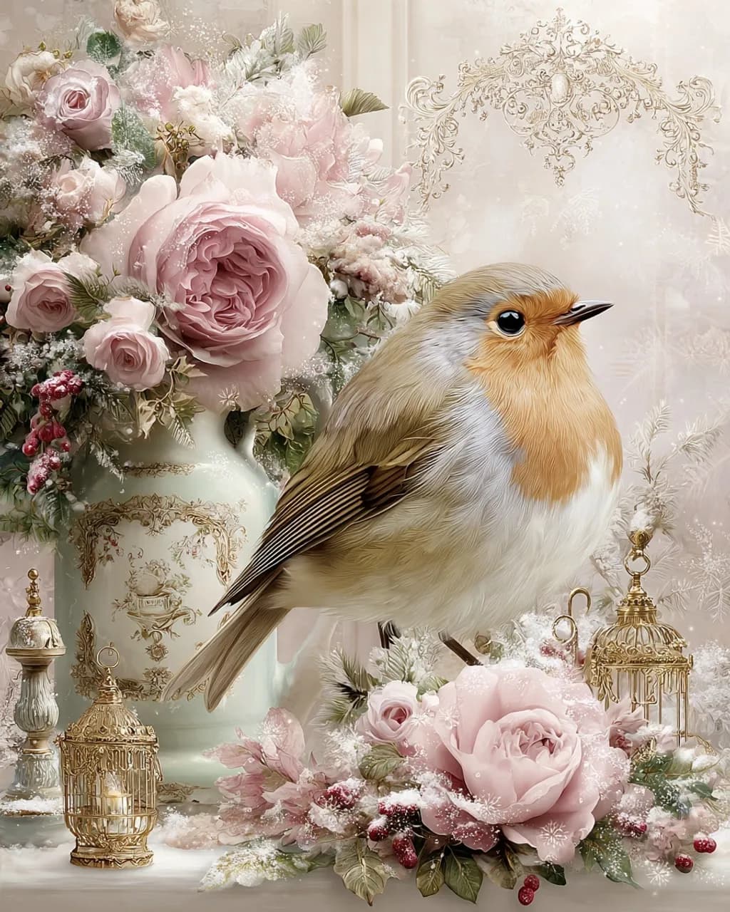 Robin Among Roses
